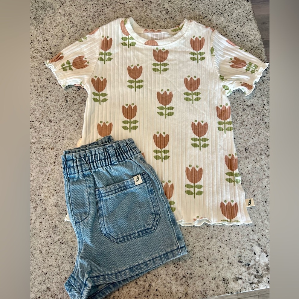Little girl outfit shirt and shorts 5T Easy Peasy